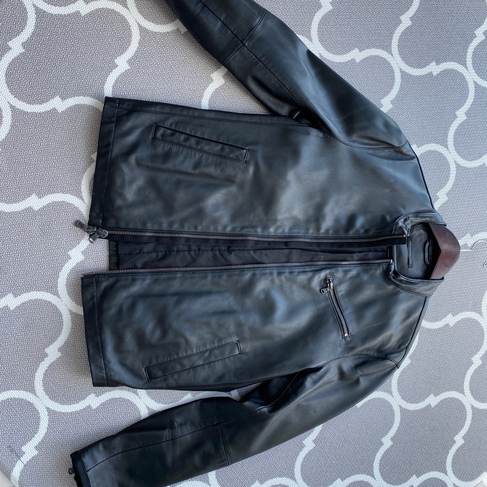 John Varvatos Black Leather Jacket